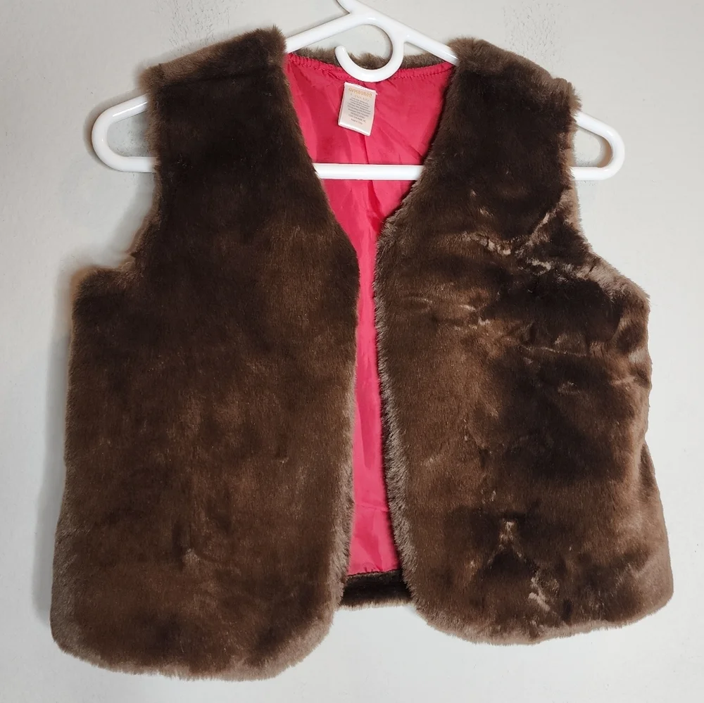 Gymboree Plush Faux Fur Brown Vest Kids‎ Size Large 10-12